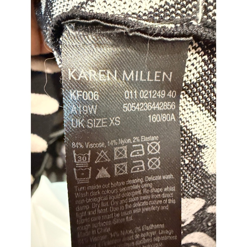 #B3 Karen Millen Fit and Flare Dress Sz. XS Black White Animal Knit MSRP: $225 - Picture 7 of 10
